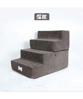 Xisheep??Shipped from the United State High Density Foam 4 Tier Pet Dog Stairs/Pet Ramp/Pet Ladder with Soft Step Gray, for Dog Clothing, Shoes, Cotton
