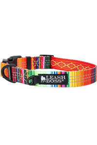 Leashboss Patterned Reflective Dog collar, Pattern collection, colorful Dog collar with Triple Reflection Threads for Small, Medium and Large Dogs (Small 115-16 Neck x 34 Wide, Orange - Blanket)