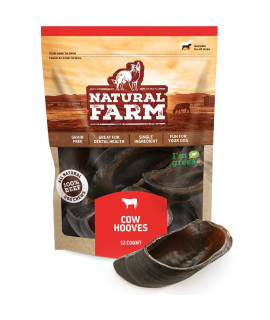 Natural Farm Cow Hooves (12 Pack), Odor-Free, All Natural Sourced from Farm-Raised Beef Hoof Dog Treats, Great Alternative to Bully Sticks or Rawhide, Dental Chew for Small, Medium, Large Breeds