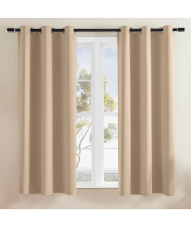 Rutterllow Blackout Curtains For Bedroom, Thermal Insulated Room Darkening Curtains 2 Panels For Living Room, Grommet Top (42X63 Inch, Camel)