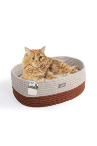 ALL FOR PAWS Oval Cat Bed with Special Weaving Design, Super Soft Durable Pet Bed with Firm Breathable Cotton for Cats and Small Dogs