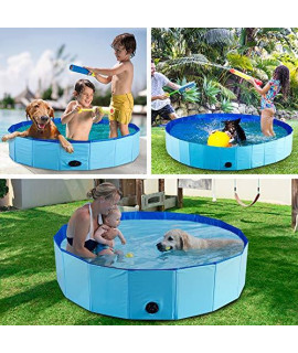 MALOROY Plastic Swimming Pool for Kids Collapsible Dog Pool PVC Hard Plastic Kids Wading Pool Dog Bathing Tub Portable Pet Pools for Large Dogs