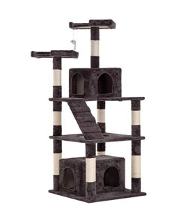 R/E Cat Tree Tower Apartment, Modern Indoor Multi-Level Plush cat Activity Center, cat Tower with 100% sisal Wrapped Rod, Scraper and Ladder, 64 inches