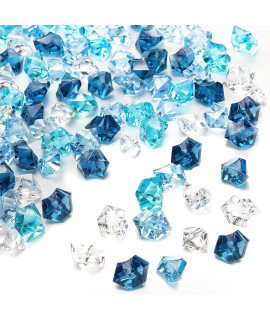 DomeStar Premium Blue Fake Ice, 150PcS 25cups Acrylic Ice Rocks Plastic Rocks Acrylic Stones crushed Ice cubes Diamonds gems for Vase Fillers Decoration