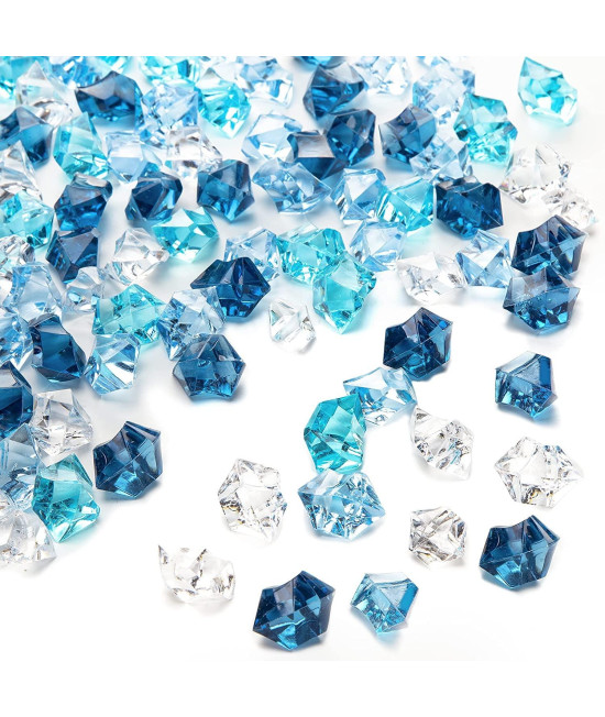 DomeStar Premium Blue Fake Ice, 150PcS 25cups Acrylic Ice Rocks Plastic Rocks Acrylic Stones crushed Ice cubes Diamonds gems for Vase Fillers Decoration