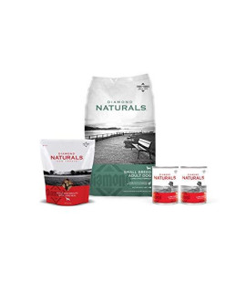 Diamond Natural Dog Food Small Breed Pack - 1 Bag Lamb and Rice Dry Formula Dog Food 1 Bag Lamb Biscuits 2 Canned Lamb Diner 1 Universal Lid and Free Dog Toy