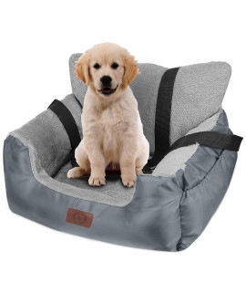 Fareyy Dog Car Seat For Small Dogs, Warm Soft Pet Car Seat Washable Dog Car Bed With Storage Pocket And Clip-On Safety Leash Portable Car Travel Carrier Booster Seats