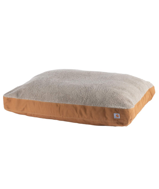 Carhartt Firm Duck Dog Bed, Durable Canvas Pet Bed with Water-Repellent Shell, Carhartt Brown with Sherpa Top, Large