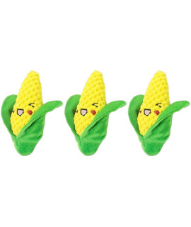 PetSport 3 Pack of Tiny Tots Foodies Corn Plush Dog Toys with Squeakers, 5 Inch