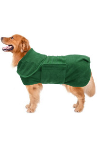 Dog Drying Coat Dressing Gown Towel Robe Pet Microfibre Super Absorbent Anxiety Relief Designed Puppy Fit For Xs Small Medium Large Dogs - Green - Xxxl