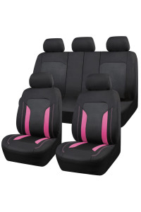 cAR PASS 3D Air Mesh-100 Breathable Universal Sporty car Seat covers Full Set,Rear Split Bench ZipperAirbag compatible, fit 95 Automotive for SUV,Truck,Sedan cute Women (car-grand,Black and Pink)