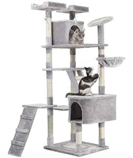 JUHONG Cat Tree Tower Furniture - Cat Activity Tower Tree with Scratching Posts, Cat Stable Construction & Soft Plush - for Kittens, Cats and Pets