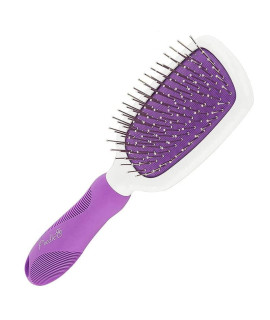 Stainless Steel grooming Brush For Dogs - Ever gentle Slicker Brush With Rubber Handle And Hook