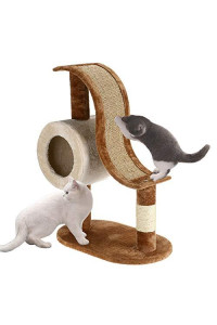 ZET 27 Inch Cat Tree Tower Cat Activity Tree with Sisal Scratching Post, Cozy Platform, Plush Perches, Tunnel & Condo, Kitten Tower Furniture