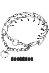 Aheasoun Prong Collar for Dogs, Choke Collar for Dogs, Pinch Collar for Large, Medium and Small Dogs, Stainless Steel Adjustable with Comfort Rubber Tips, Safe and Effective (L, 4.0mm, 23.8-Inch)