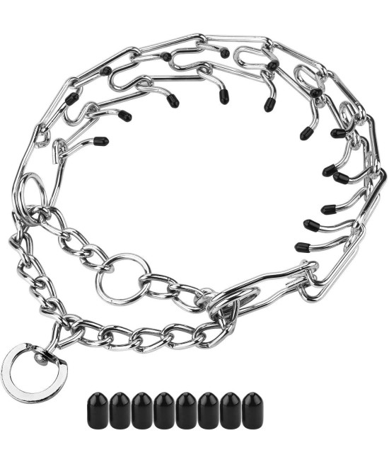 Aheasoun Prong Collar for Dogs, Choke Collar for Dogs, Pinch Collar for Large, Medium and Small Dogs, Stainless Steel Adjustable with Comfort Rubber Tips, Safe and Effective (L, 4.0mm, 23.8-Inch)