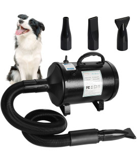 display4top Dog Dryer,2400W Dog Blow Dryer,3.2HP Speed Adjustable Heat Temperature Dog Hair Dryer ,High Velocity 3 Different Nozzles Dog Blower Grooming Dryer,Adjustable Temperature Pet Dryer