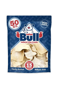 ValueBull New USA Rawhide Chips for Small Dogs, 2x3 Inch, 50 Count - Premium USA Beef, Thick Cut Rawhide, One-Piece, Easy Digestion, High Protein