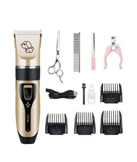 Idlespace Professional Dog Grooming Kit, Beauty Trimming Kit Low Noise USB Rechargeable Rabbit Dog Cat Grooming Hair Trimmer Pet Shave Hair Haircut(Set 3)