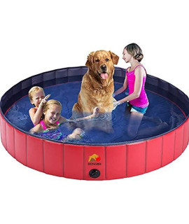 HONGBEI Dog Pool for Dogs,Folding Kiddie Pool,Foldable Dog Pool,Hard Plastic Collapsible Pet Bath for Puppy Dogs Cats and Kids,Indoor Outdoor Swimming Pool for Dogs (XL: (63" X 12" | 160cm x 30cm))
