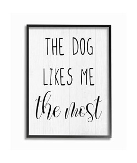 Stupell Industries The Dog Likes Me Most Minimal Rustic Pet Design, Designed by Daphne Polselli Wall Art, 16 x 20, Black Framed