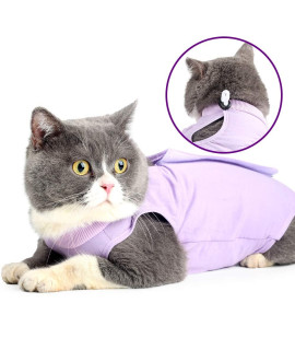 oUUoNNo cat Wound Surgery Recovery Suit for Abdominal Wounds or Skin Diseases, After Surgery Wear, Pajama Suit, E-collar Alternative for cats (L, Purple)