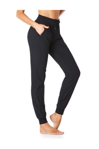 SEVEgO Lightweight Womens 32 Tall Inseam cotton Soft Jogger with Zipper Pockets cargo Pants Black X-Large