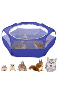 VavoPaw Small Animals Playpen, Waterproof Breathable Indoor Pet cage Tent with Zipper cover, Portable Outdoor Exercise Yard Fence for Kitten Hamster Bunny Squirrel guinea Pig Hedgehog, Dark Blue