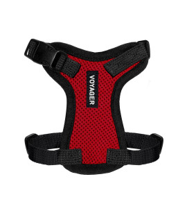 Voyager Step-in Lock Pet Harness - All Weather Mesh, Adjustable Step in Harness for Cats and Dogs by Best Pet Supplies - Red/Black Trim, XXS