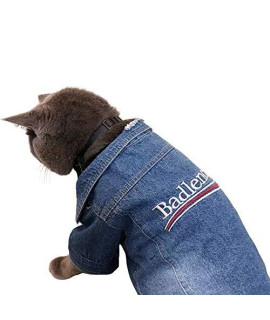 ChoChoCho Pet Clothing Jeans Denim Jacket Stylish Streetwear Outfit for Dog Cat Puppy (XL)