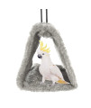 Winter Warm Bird Nest House Shed Hut Hanging Hammock Finch Cage Plush Fluffy Birds Hut Hideaway for Hamster Parrot Macaw Budgies Eclectus Parakeet Cockatiels Cockatoo Lovebird (M, Grey)