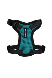 Voyager Step-in Lock Pet Harness - All Weather Mesh, Adjustable Step in Harness for Cats and Dogs by Best Pet Supplies - Turquoise/Black Trim, XXS
