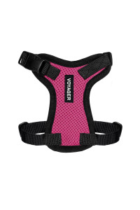 Voyager Step-in Lock Pet Harness - All Weather Mesh, Adjustable Step in Harness for Cats and Dogs by Best Pet Supplies - Fuchsia/Black Trim, XXXS