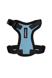 Voyager Step-in Lock Pet Harness - All Weather Mesh, Adjustable Step in Harness for Cats and Dogs by Best Pet Supplies - Baby Blue/Black Trim, XXS