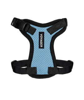 Voyager Step-in Lock Pet Harness - All Weather Mesh, Adjustable Step in Harness for Cats and Dogs by Best Pet Supplies - Baby Blue/Black Trim, XXS
