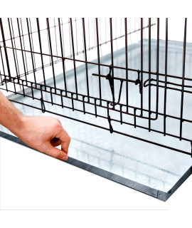 KOPEKS Galvanized Metal Tray for Dog Crates, Pet Kennels, Restaurant Grease Traps, and Floor Protection with Leak and Rust Resistant Chew Proof Durability, Heavy-Duty Reusable Coverage