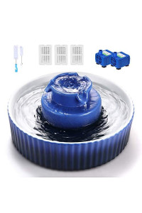 Cupcake Cat Water Fountain Porcelain, Cat Fountain for Dog and Cat (Blue)