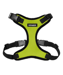 Voyager Step-in Lock Pet Harness - All Weather Mesh, Adjustable Step in Harness for Cats and Dogs by Best Pet Supplies - Lime Green/Black Trim, S
