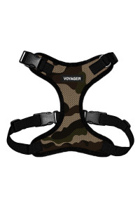 Voyager Step-in Lock Pet Harness - All Weather Mesh, Adjustable Step in Harness for Cats and Dogs by Best Pet Supplies - Army/Black Trim, L