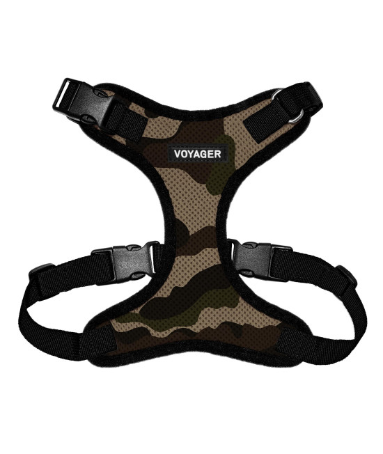 Voyager Step-in Lock Pet Harness - All Weather Mesh, Adjustable Step in Harness for Cats and Dogs by Best Pet Supplies - Army/Black Trim, S