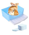 cALPALMY Rabbit Litter Box with Bonus Pads, Drawer, corner Toilet Box and Bigger Pet Pan for Adult guinea Pigs, chinchilla, Ferret, galesaur, Small Animals