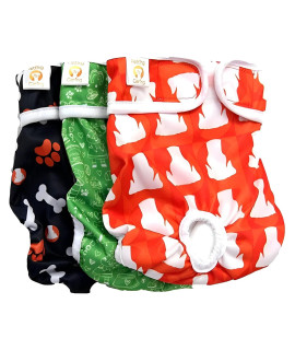 PETTING IS CARING Dog Diapers Washable & Reusable Female and Male Dog Diapers Materials Durable Machine Washable Solution for Pet Incontinence and Long Travels - 3 Pack Set (XS, New)