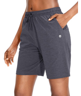 g gradual Womens Bermuda Shorts Jersey Shorts with Deep Pockets 7 Long Shorts for Women Lounge Walking Athletic (charcoal, Small)