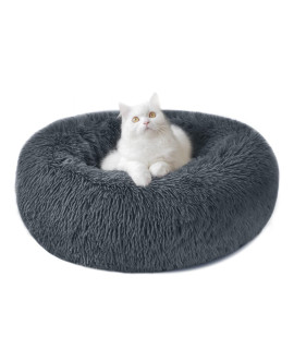 calming cat Beds for Indoor cats Dogs - 197 Donut cuddler Plush Pet Bed for Small Medium Large Dogs, Round cozy Anti Anxiety Fluffy Washable cat cushion Bed - Waterproof Non-Slip Bottom