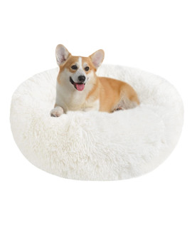 calming Dog cat Donut Bed - 236 Fluffy Round Dog Beds for Small Dogs, Anti Anxiety cat Beds for Indoor cats, Plush cozy cuddler Soft Faux Fur Pet cushion, Waterproof Non-Slip Bottom