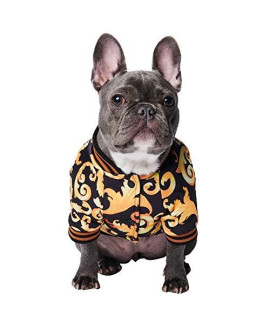 ChoChoCho Pet Clothing Baroque Print Jacket Stylish Streetwear Outfit for Dog Cat Puppy (L)