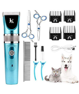 YINDIA Dog Clippers, Dog Grooming Clippers Pet Grooming Tool Professional Dog Hair Trimmer with Comb Guides Scissors Nail Kits for Dogs, Cats, Pets