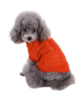 CHBORCHICEN Small Dog Sweaters Knitted Pet Cat Sweater Warm Dog Sweatshirt Dog Winter Clothes Kitten Puppy Sweater (Large, Orange)