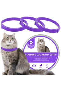 Wustentre 3 Pack calming collar for cats, cat calming collars, cat Pheromones calming collar, Adjustable cat Anxiety collar for cats and Kittens Stress Reliever Relaxing comfortable collar (Violet)