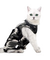 LIANZIMAU Cat Surgery Recovery Suit for Surgical Abdominal Wounds Home Indoor Pet Clothing E-Collar Alternative for Cats After Surgery Pajama Suit